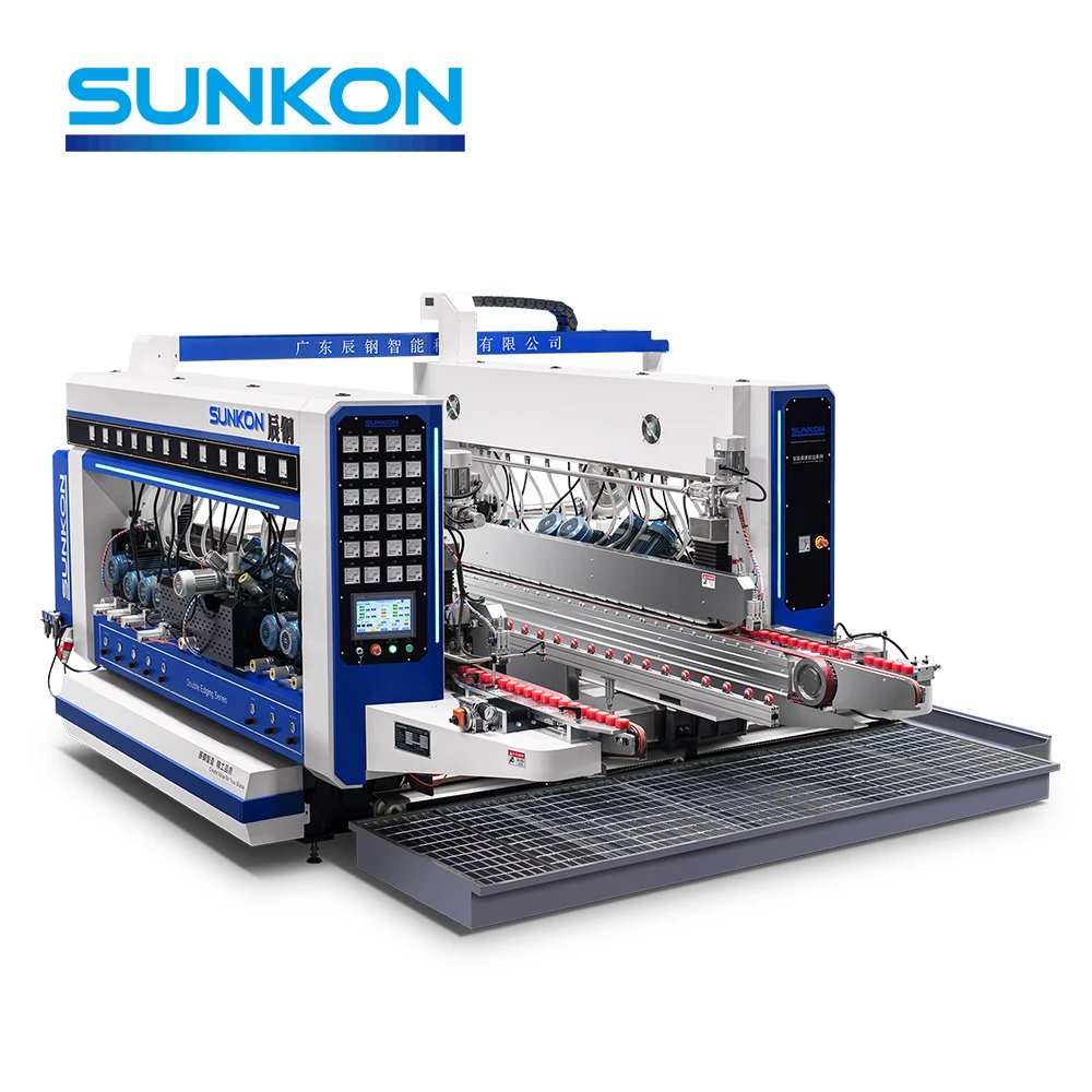 CGSZ2042 Plc Control Straight Line Glass Double Edging Machine With 20 Motors intelligent glass double edger China glass edger