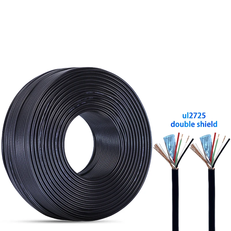 USB data cable roll raw material 2725 28+28AWG 4 core Twisted Pair Electrical Wire PVC Sheathed Aluminum Foil Braid Shield Cable