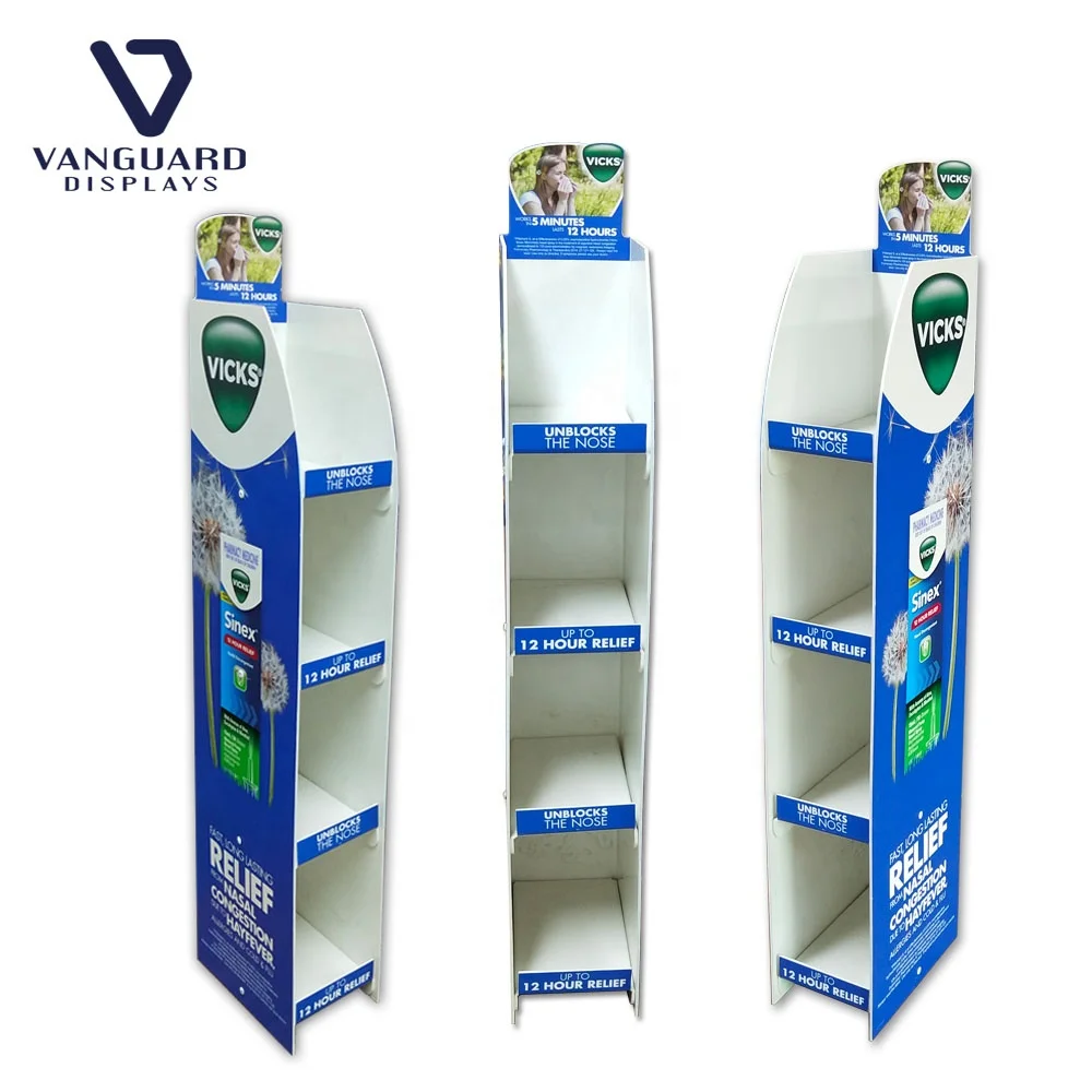 
Corrugated Carton Floor Display Rack Paper Display Stand Shelf Unit Custom Cardboard Products Display Stand 