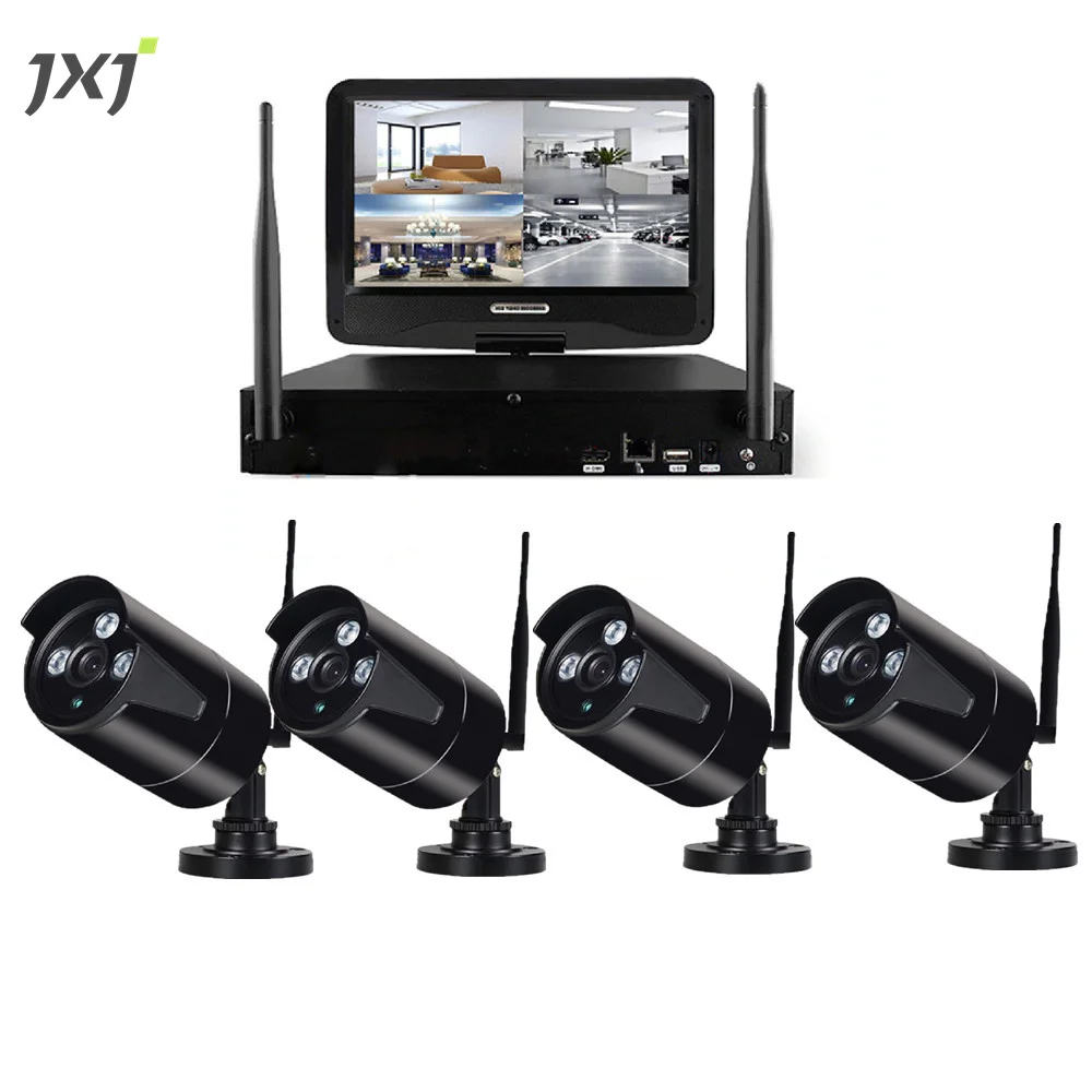 JXJ Home Surveillance CCTV Wireless System 4ch Tuya Smart Wifi Nvr Kit Outdoor 1080p 4 Channel Security Hd IP Camera Nvr Kit
