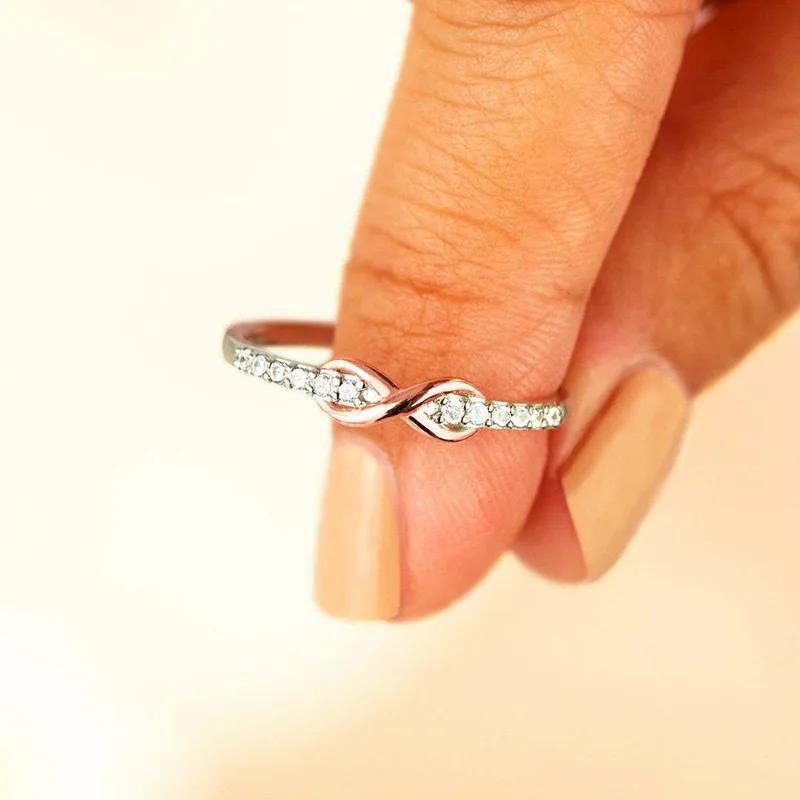 Wholesale Waterproof Infinite symbol Stackable Gold plated 925 sterling silver jewelry Rings for  Women