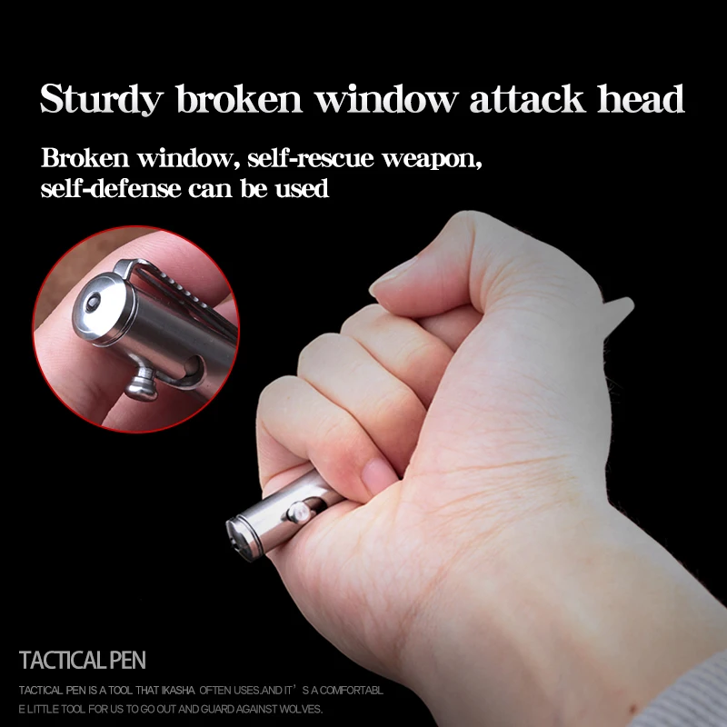 Stainless steel carbon fiber tactical pen broken window writing pen to carry with you