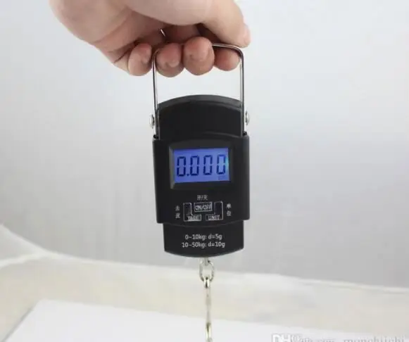 
FREE SHIPPING hot sales Electronic Digital Handing Pocket Scale 50kg 10g Portable Luggage Fishing scales kitchen hook balance 