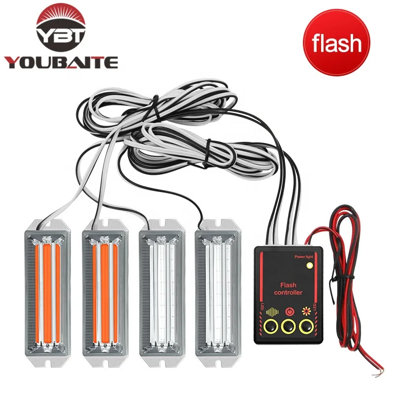 AlcantaLED 4 in1 Emergency Strobe Warning Grille Lights COB LED Flash Light For car Truck DRL Lights Remote Control