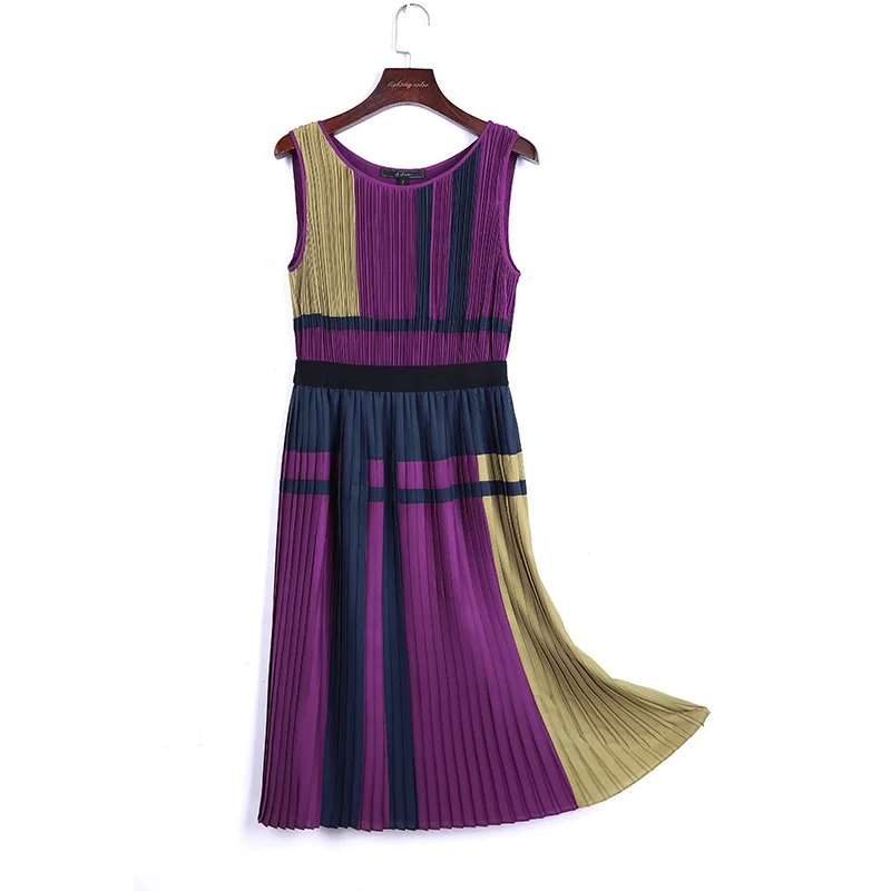 1G70 leather knit faux suede color-block paneled smart casual short dress factory for women