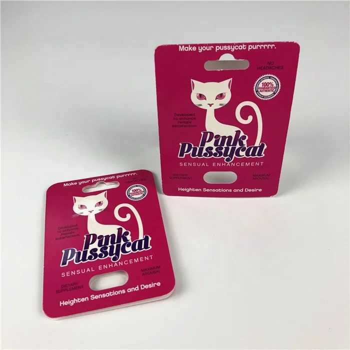 Розовые бумажные открытки pussycat с УФ-принтом для пикантного планшета женщин/мужчин упаковка пилюль повышения потенции Rhino 69 725K 3D коробка