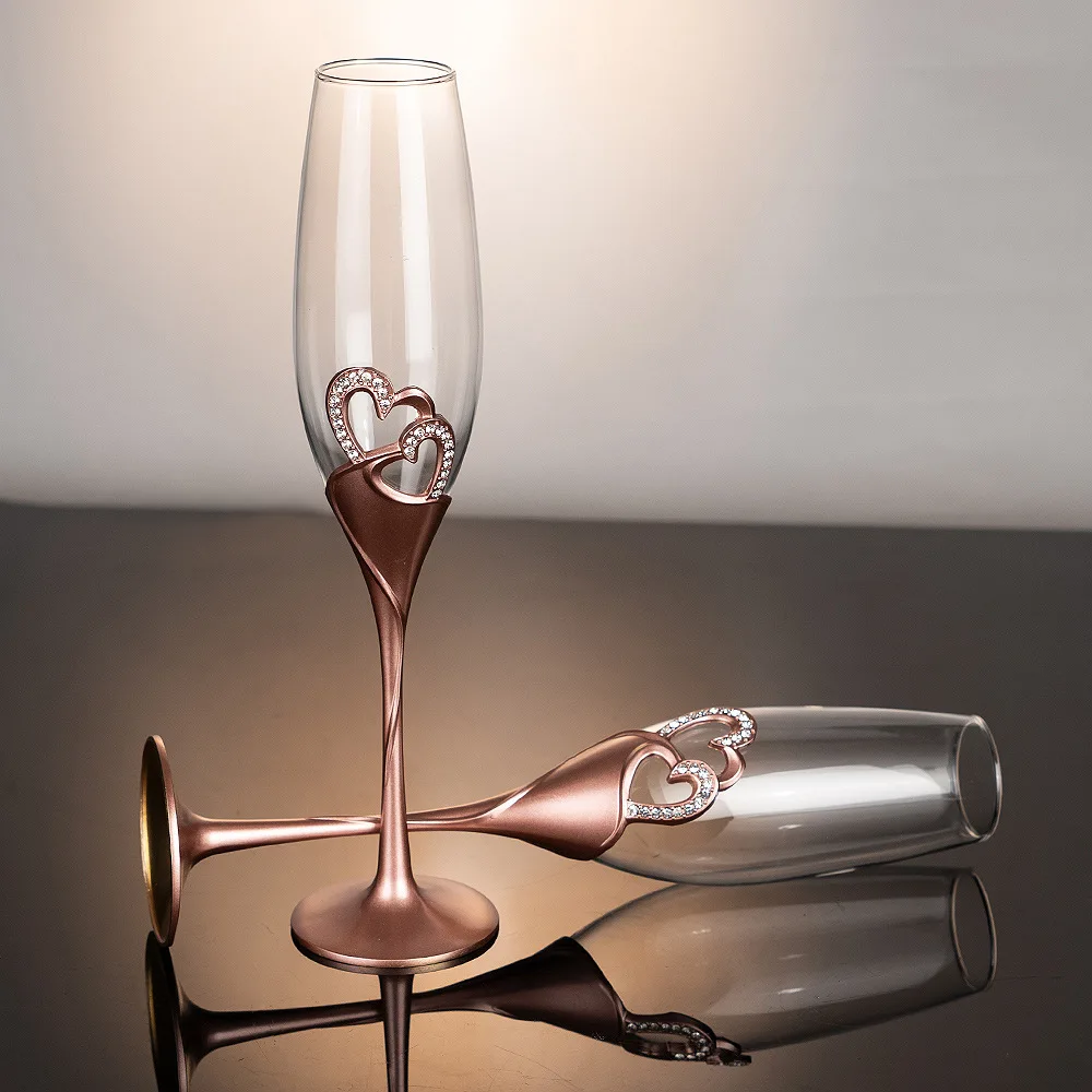 Crystal Diamond Wine Glass Red Wine Glass High-End Household Rose Gold Plated Goblet Wine Glasses