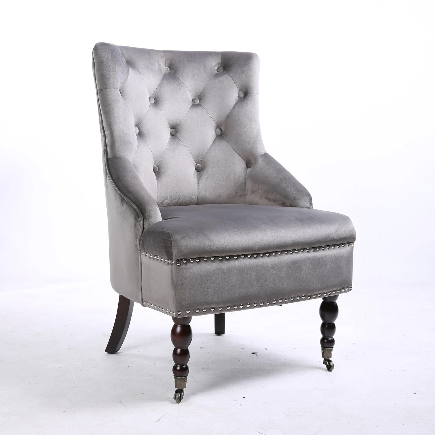 
Luxury Wholesale Red Velvet Armchair Cream Beige Accent Sofa Chair High Back Roller Sofa For Living Room 