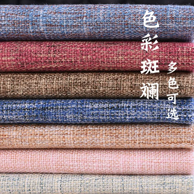 Manufacturer Supply Wholesale 100% Polyester Slub Plaid Faux Linen Fabric For Sofa
