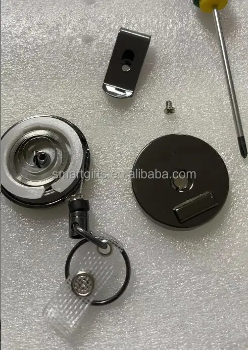 Heavy Duty Retractable Badge Holder Reel Will Well Metal ID Badge Holder with Belt Clip Key Ring for Name Card Keychain