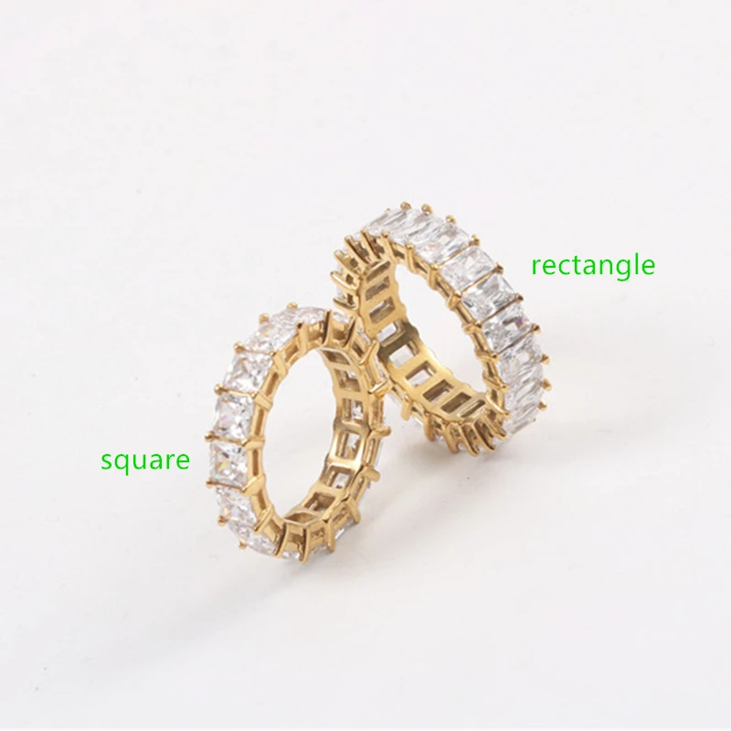  Yiwu Meise Baguette Rings Gold Plated Stainless Steel