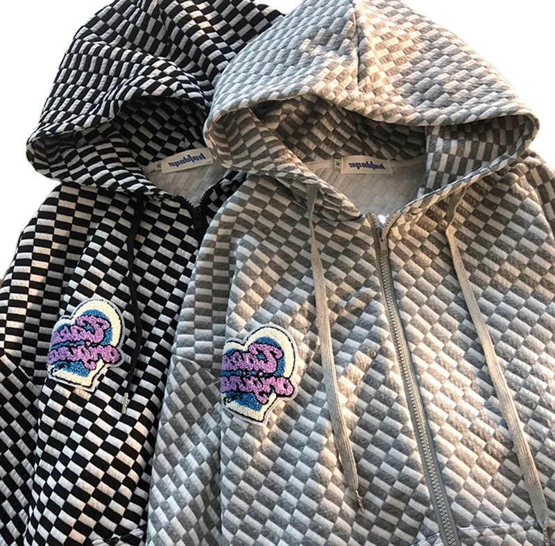 
 Новинка осени 2021 мужская толстовка с капюшоном с вышивкой вафельной вышивкой куртка на молнии Одежда для пары  