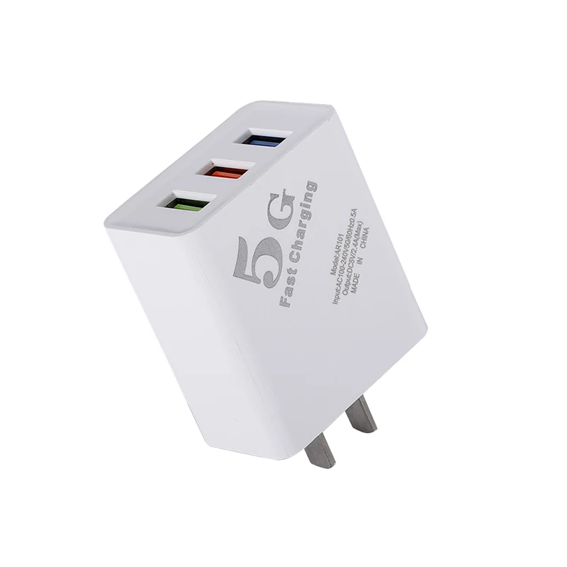 Universal 3 Usb Ports 5V 2.4A Eu US Wall Charger Power Adapter For IPhone Samsung Huawei Android phone