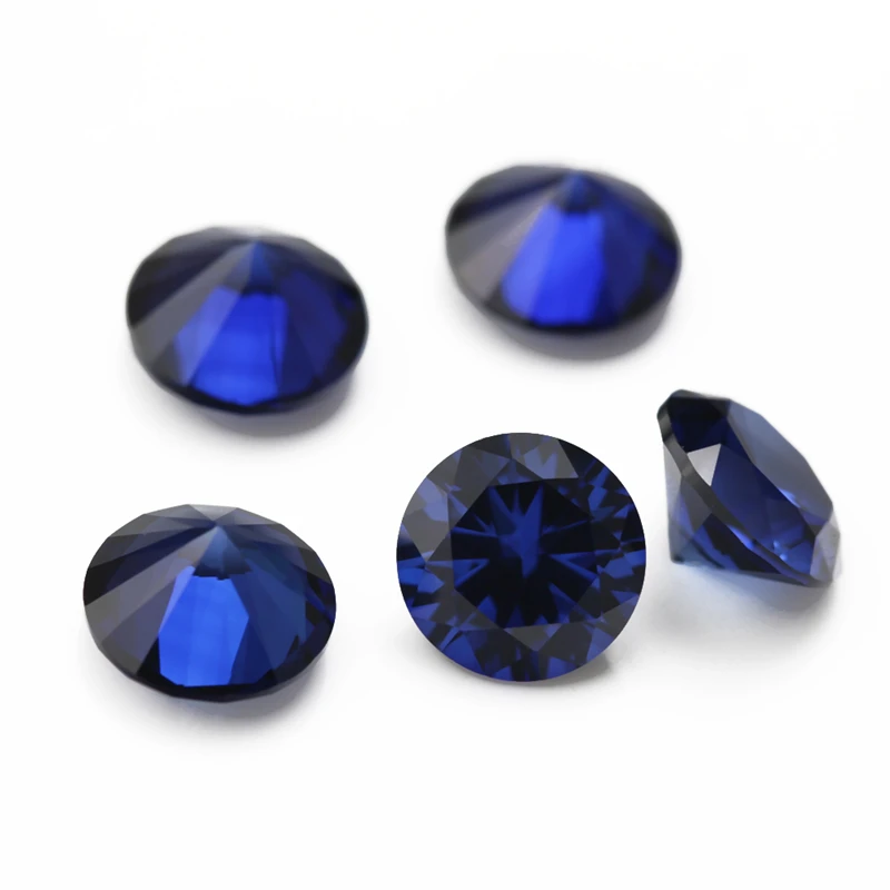 High Quality Loose Gemstone 32# 33# 34# Sapphire Round Cut 3mm-10mm Blue Corundum Gemstone