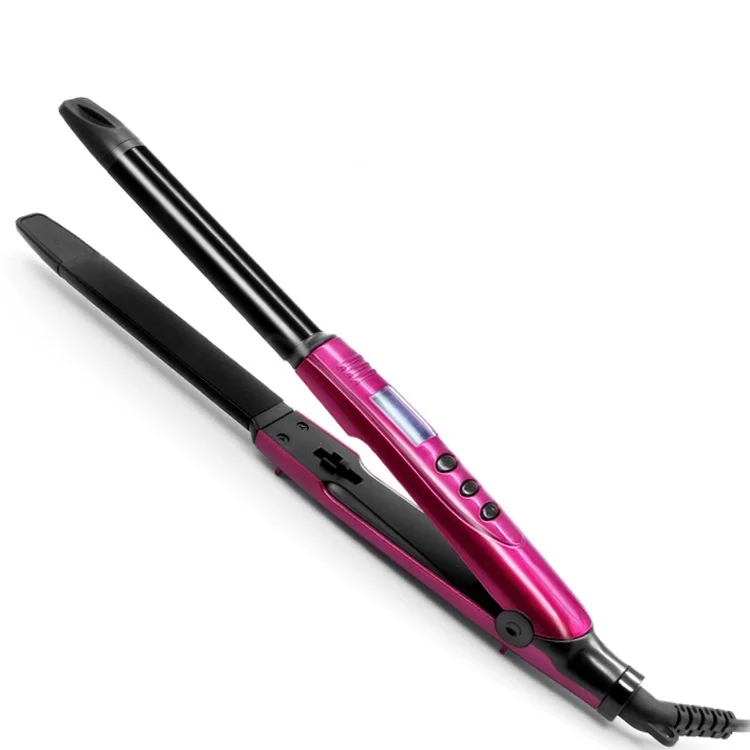 
2 In 1 Hair Straightener Iron Ceramic Hair Straightening Curling Crimper Mini Flat Iron Styler 