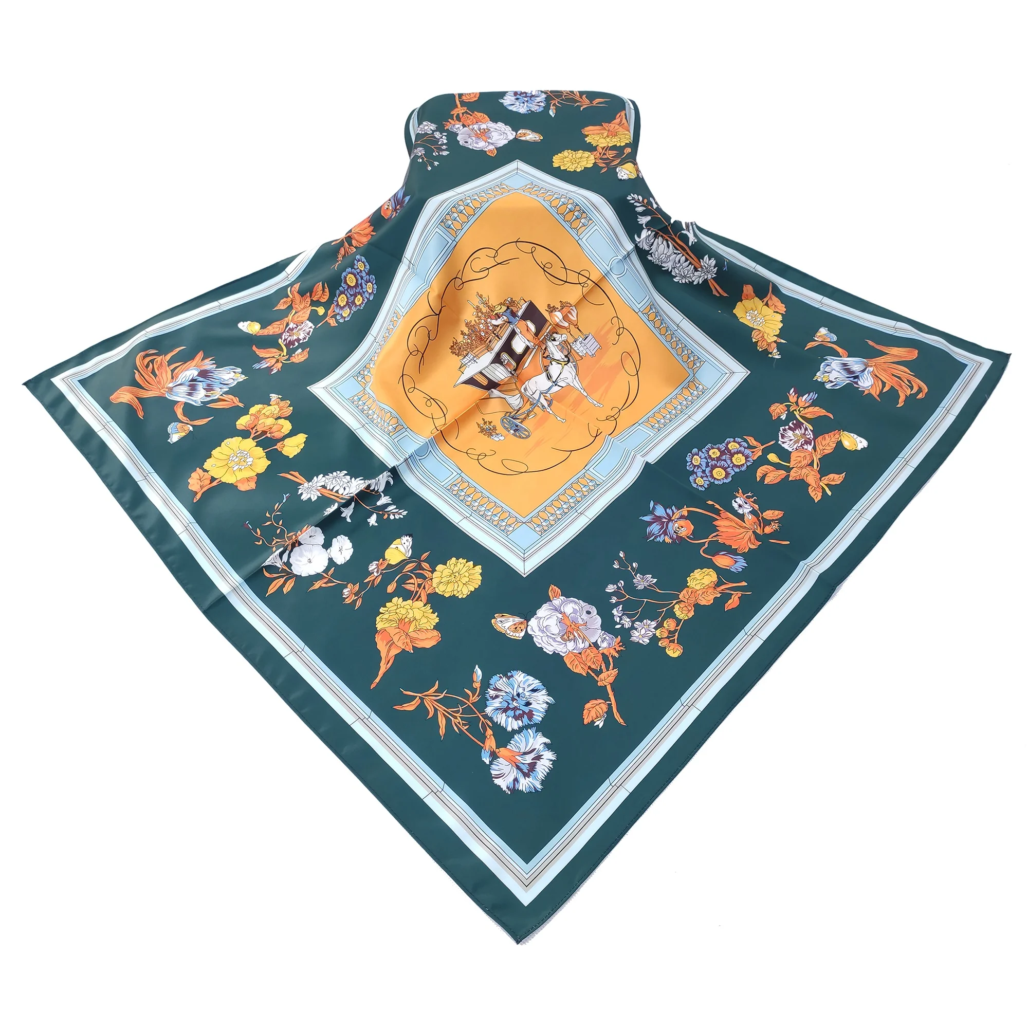 
High Quality Polyester Handmade Scarves Printed Satin Square Polyester Scarfs 90 CM x 90 CM 