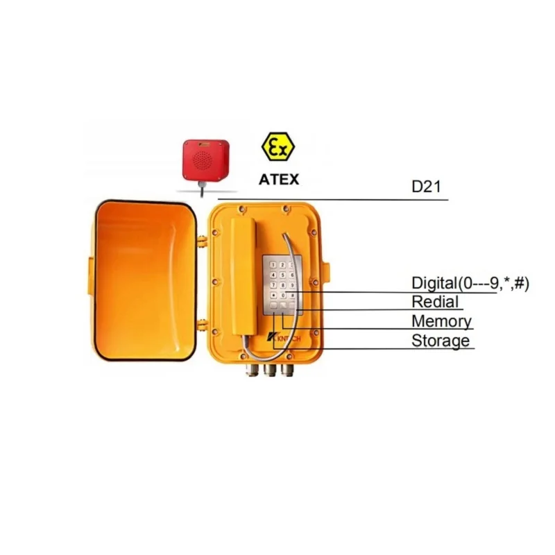 Телефоны KNTECH ATEX сертифицированные огнестойкие/взрывозащищенные, защищенные от непогоды и незащищенные, аналоговые телефоны KNEx5