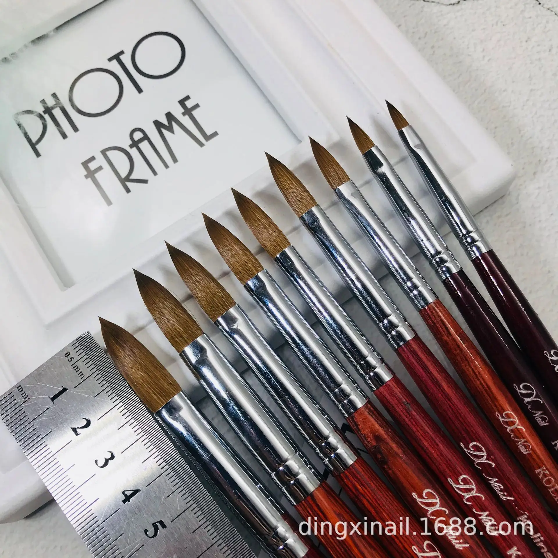 Wholesale Custom Logo Nail Acrylic Brush Pure Sable Kolinsky Nail Art Brushes Red Wood Manicure Brush Tools for Acrylic Art