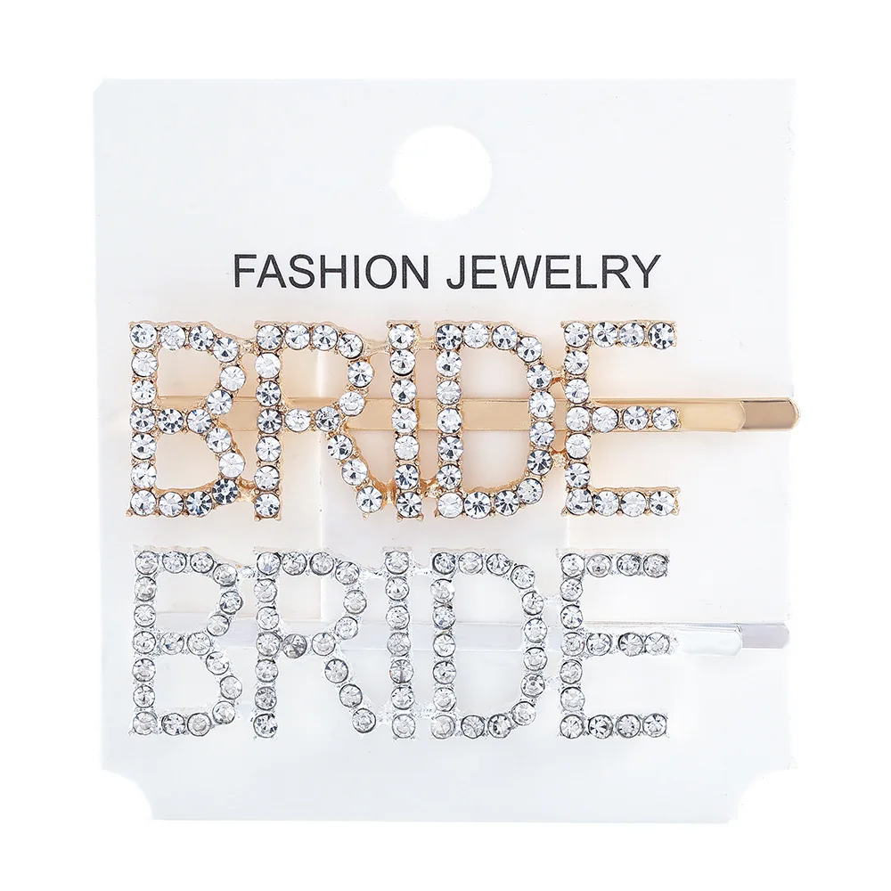 2020 Glitter rhinestone custom letter BRIDE hairgrips hair clip