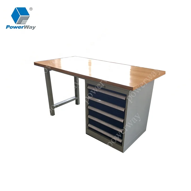 Металлический Стальной гаражный верстак с ящиками из Букового дерева