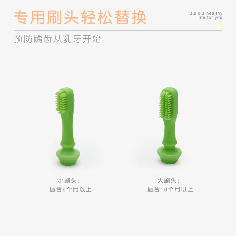 LULA Beauty 2021 Baby Suction Base Infant Toddler Soft Bristle Toothbrush Silicone Training Teether Green