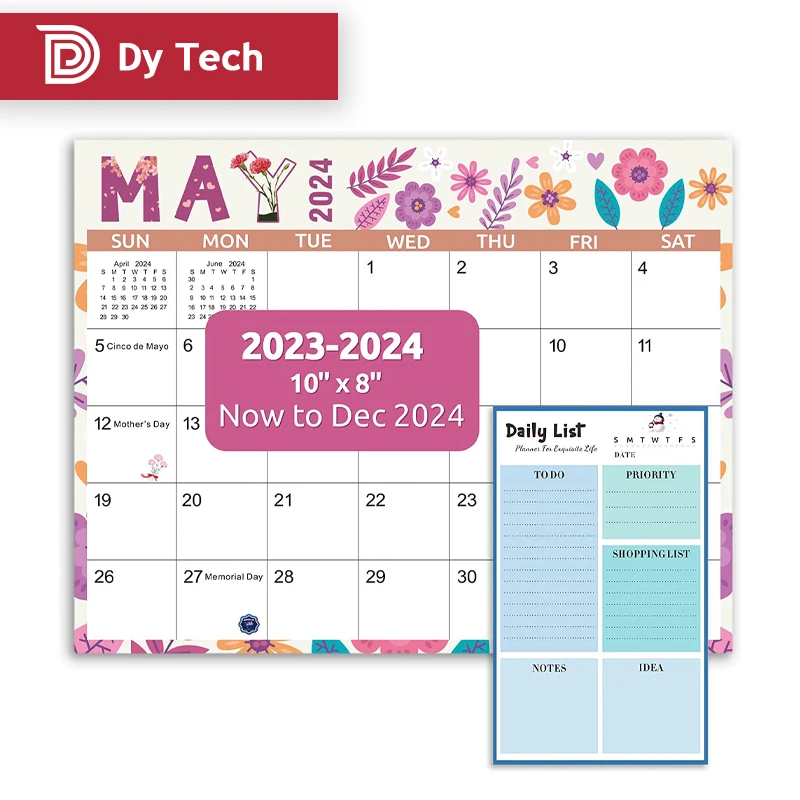 Custom magnetic whiteboard planner magnet calendars for fridge from May 2023 to Dec 2024 with sticky notes for planning