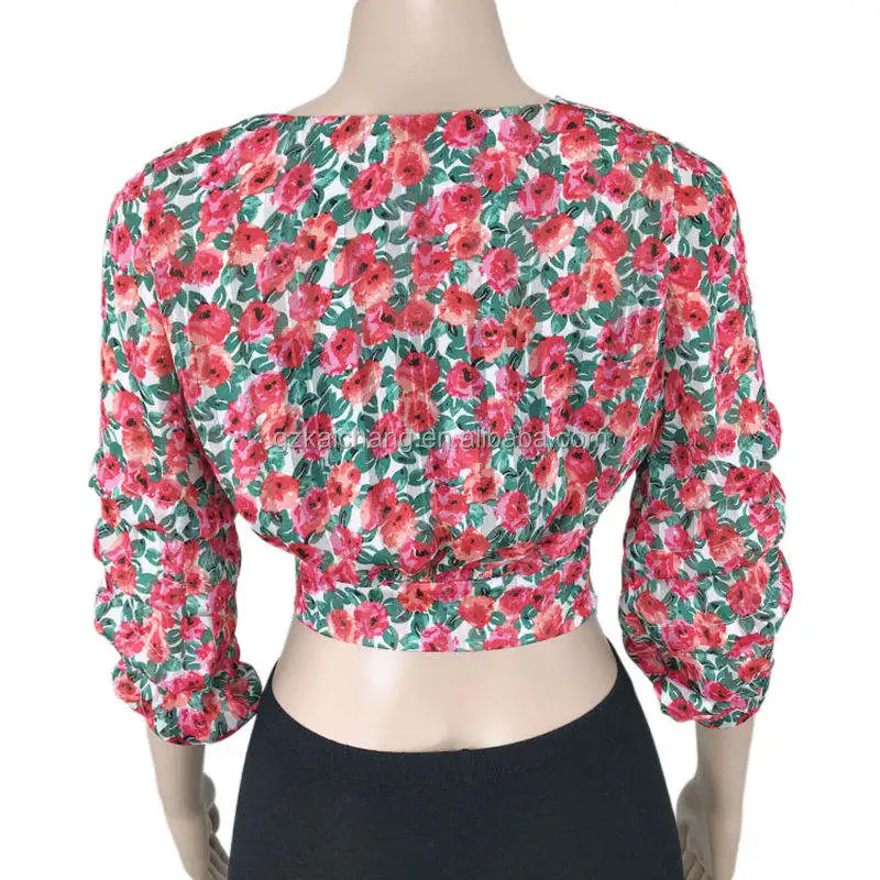 Fashion Women's Top Customizable Ladies Top Spring and Summer 100% Polyester Clothing Woman Digital Printing Short for Women