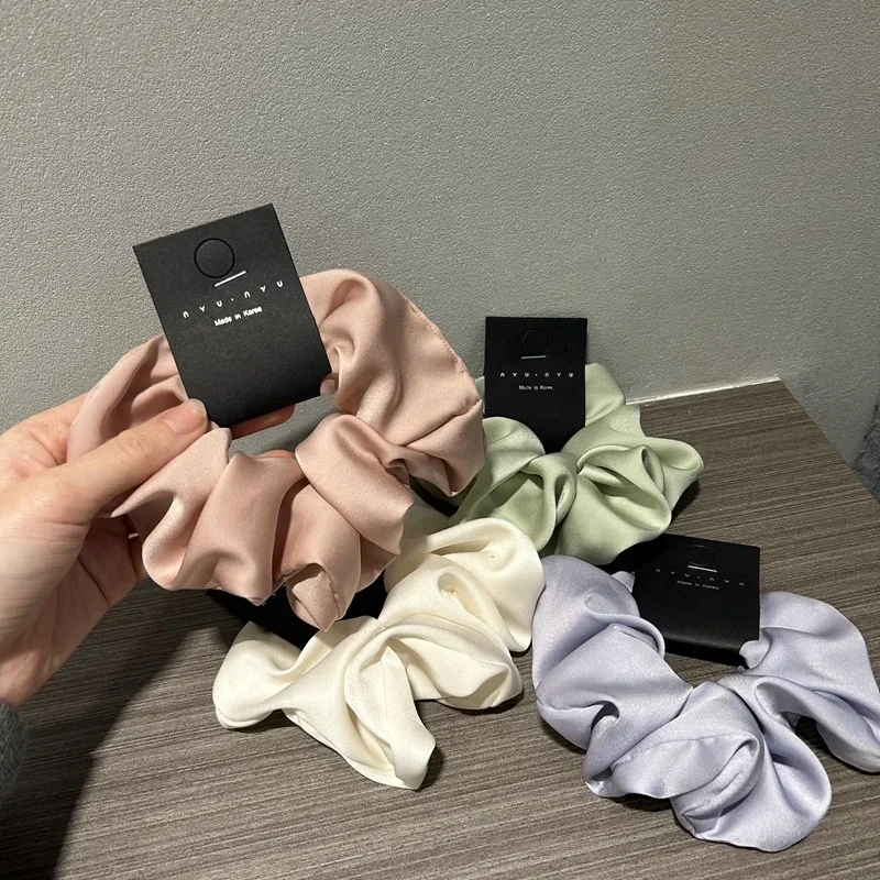Fashion Large Scrunchies Pure Color Silk Hair Band Good Elastic Ties for Girls