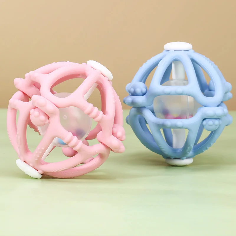 Baby Teething Toy Bpa Free Silicone Teething Early Education Rattles Toys For Newborn Sensory Toy