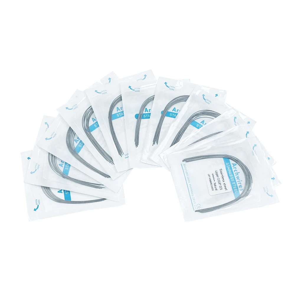 10pcs/pack Dental Orthodontic Stainless Steel Round/Rectangular Wire Natural Form Dentist Material Dental Arch Wire