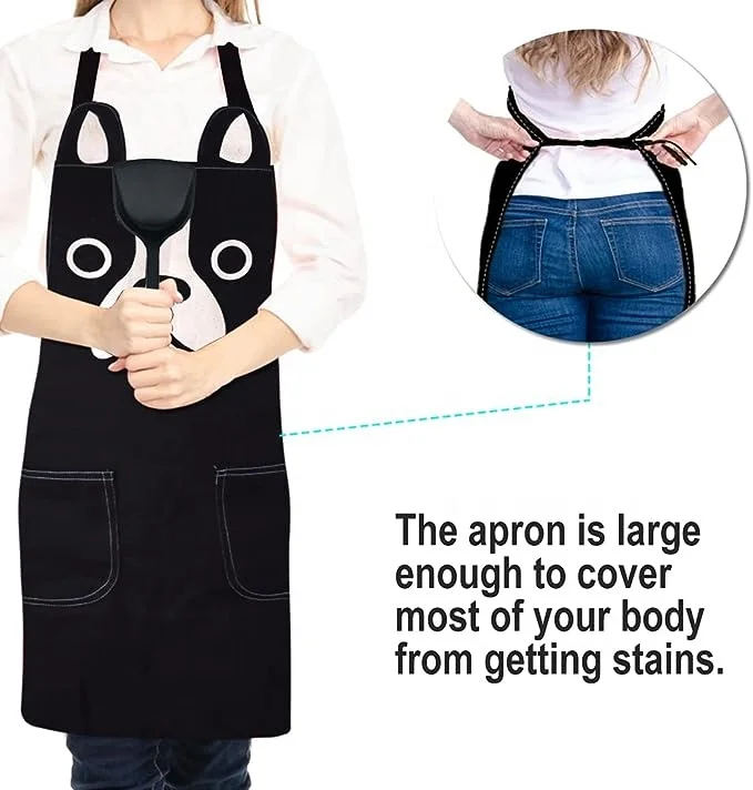 Custom Heavy Duty Apron Baking Cooking Printed Denim Apron With Two Pockets  apron