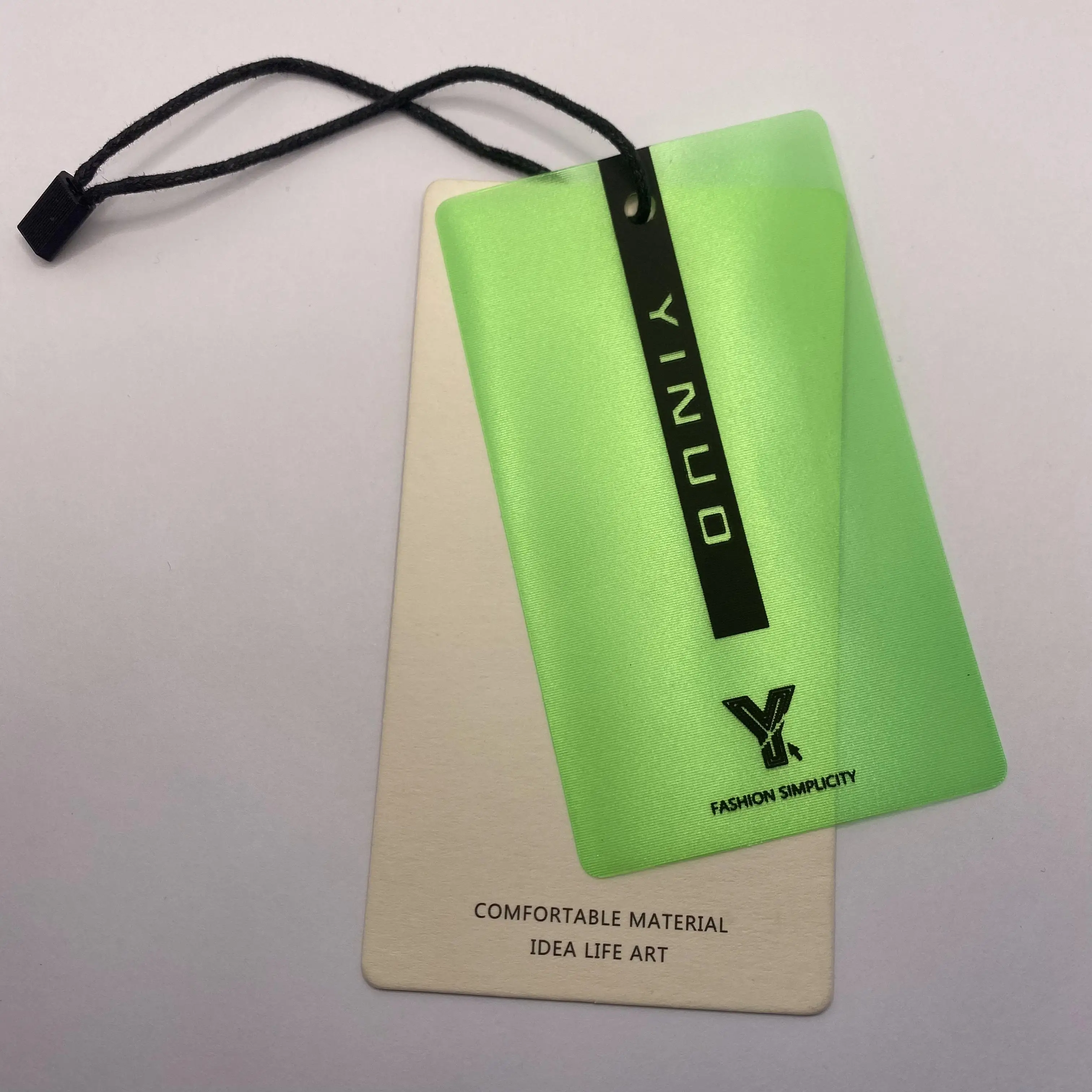 Eco-Friendly Recycled printing logo paper tag three set PVC label clothing accessories clothes tag for garment tags