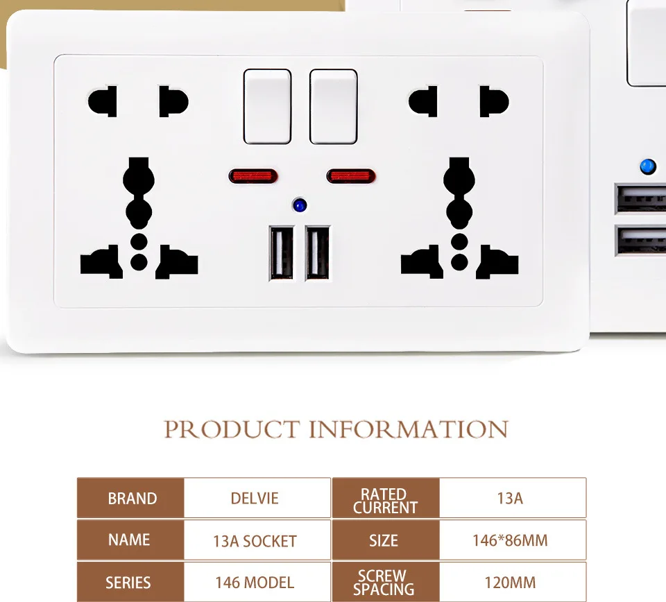 Smart Home Wall Multi 10pin Socket With Usb Port Universal Switched Usb Socket wall switch socket