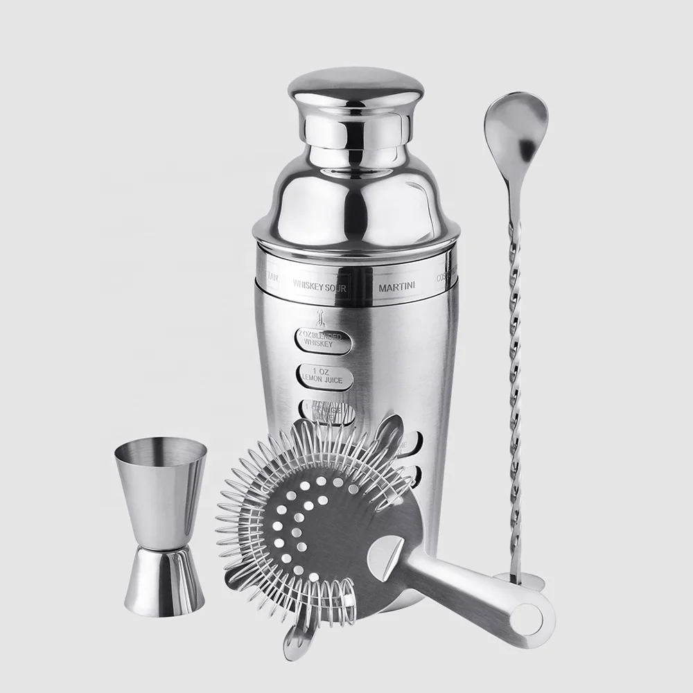 Creation Factory Direct 4 Piece Bartender Bar Tools Cocktail Mixer Kit Set Custom Boston Stainless Steel Martini Shaker