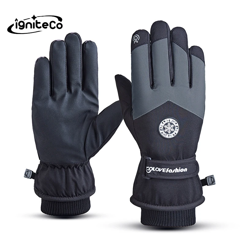 Outdoor windproof warm sports ski waterproof fleece gloves