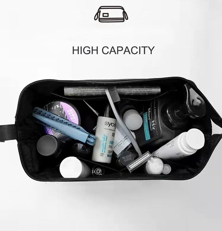 Mens hand pouch cosmetic bag with zipper and hook navy customized carrier bags for makeup products nylon from Alibaba website