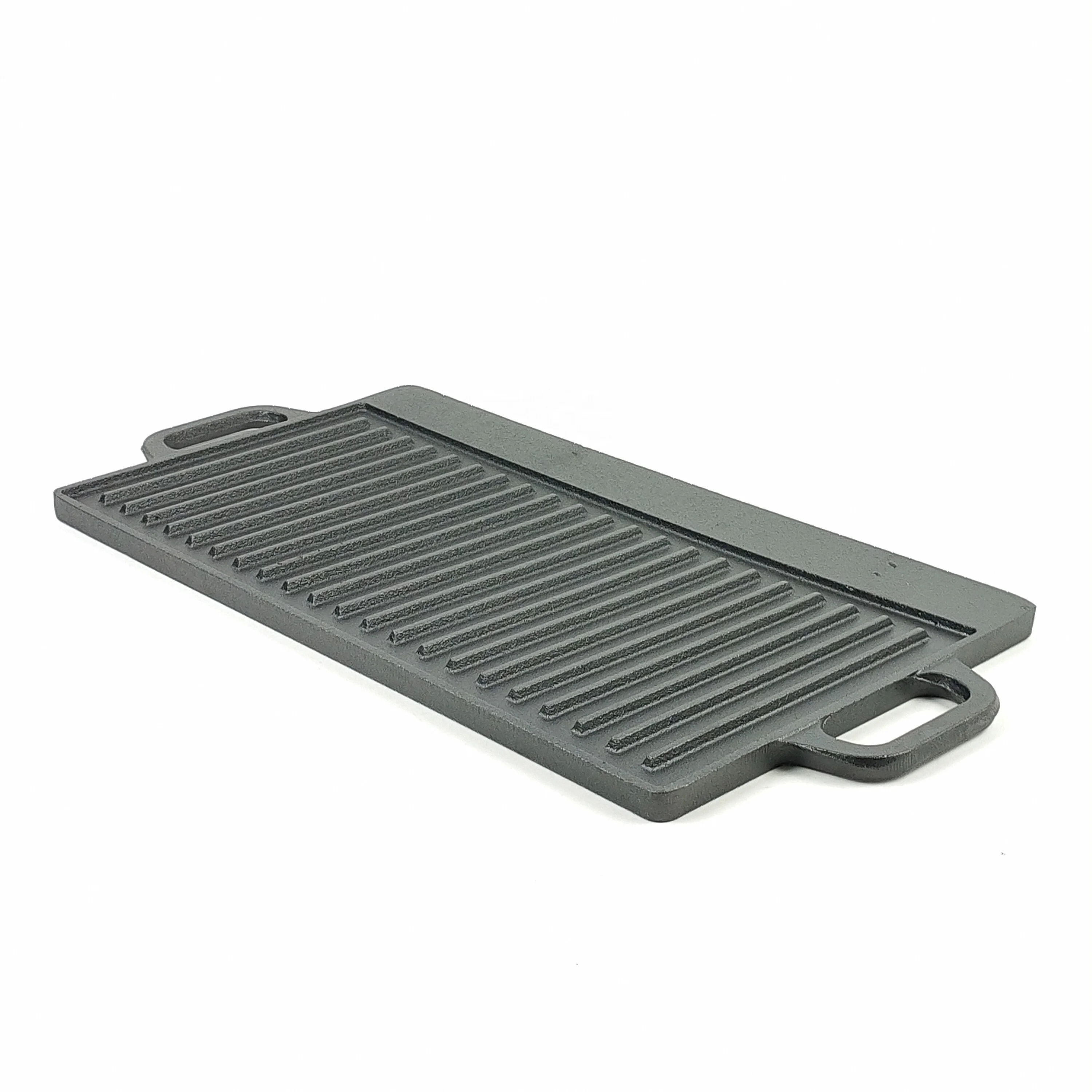 Non Stick 51cm Cast Iron Griddle Plate Fry Pan Grill BBQ Rectangular Double Griddle For BBQ