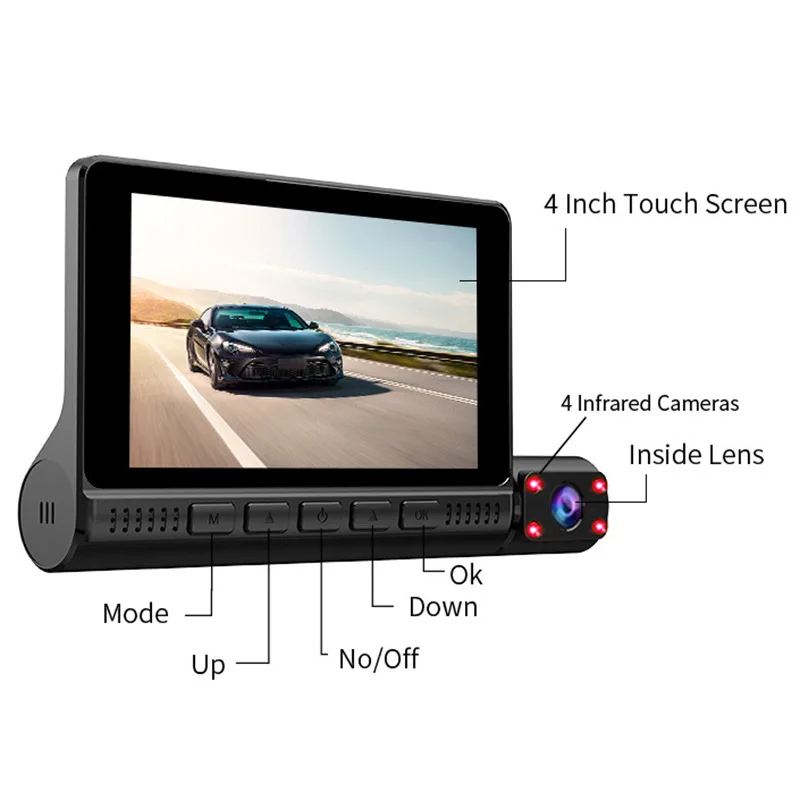  Эго 2021 Популярные 4 дюймовый ips экран hd 1080 ночное visiondual об автомобильном видеорегистраторе (dvr) nexar 3 канала dash cam объектив