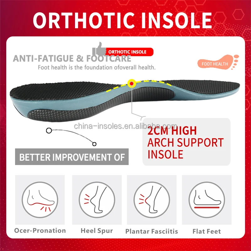 Custom Foot Sport Athletic Shoe Insoles Plantar Fasciitis High Arch Support Shoes Inserts Orthotic Insoles for Men Women