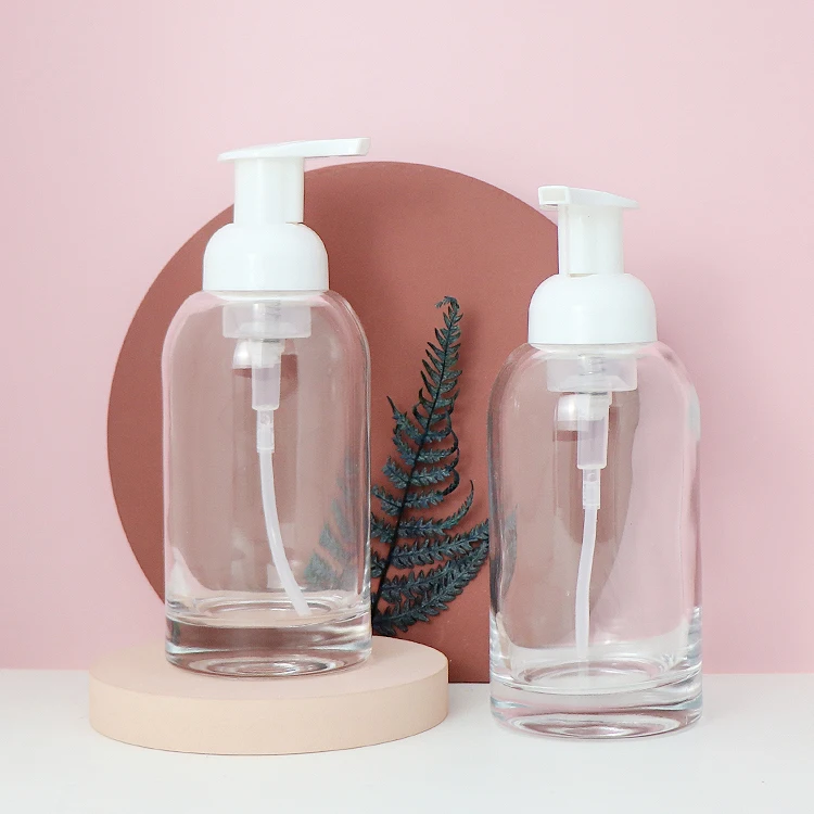 Новая круглая стеклянная бутылка для дезинфицирующего средства для рук, 350 мл, пена для мытья рук, бутылка с насосом для жидкого мыла