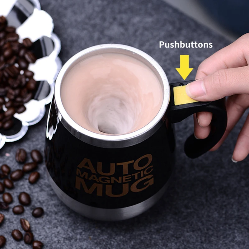 New design self stirring coffee mug mixer 304 stainless steel automat lazy electric coffee cup auto stir magnetic spinning mug