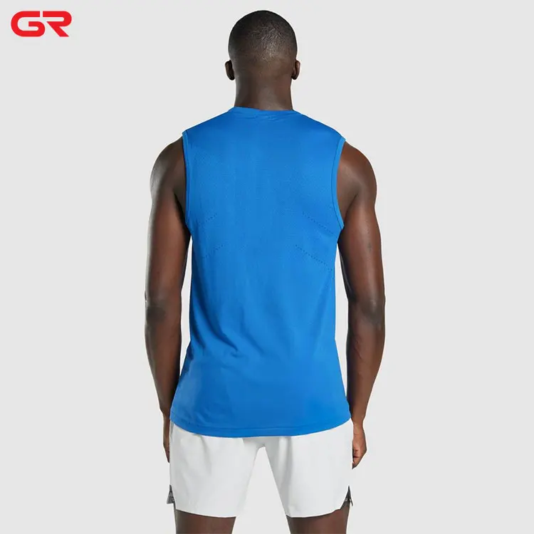 2022 New Style Nylon Polyester Sweat Wicking Slim Fit Gym Tank Top Fitness Lightweight Elastic Trim Mesh Tank Top