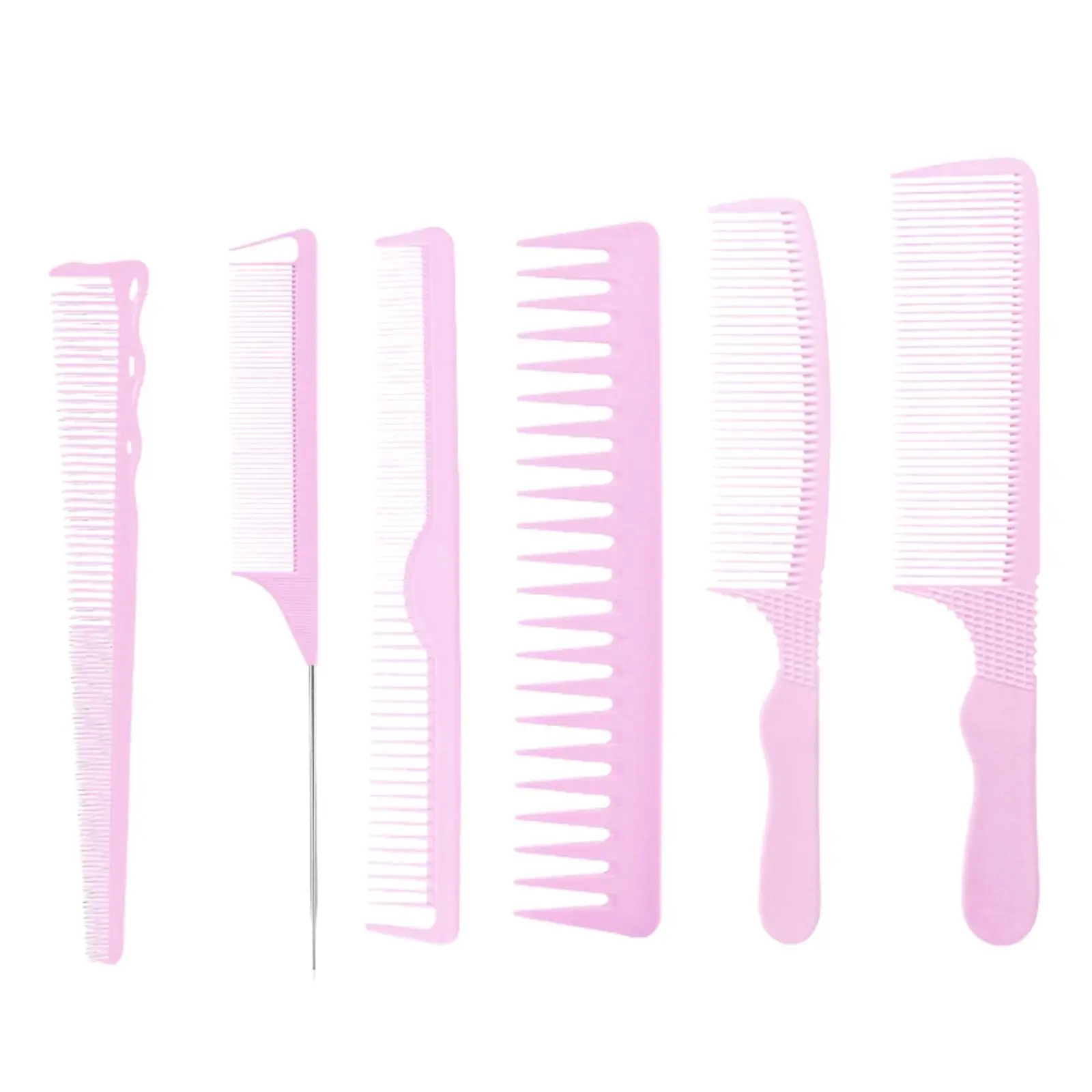 New arrivals Wide Tooth Comb 6pcs a set flat comb for hair styling  private label high temperature resistant comb set