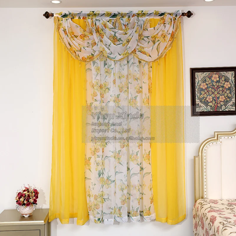 stock america style floral cheap window blackout curtains for living room valance room curtain drape rideau