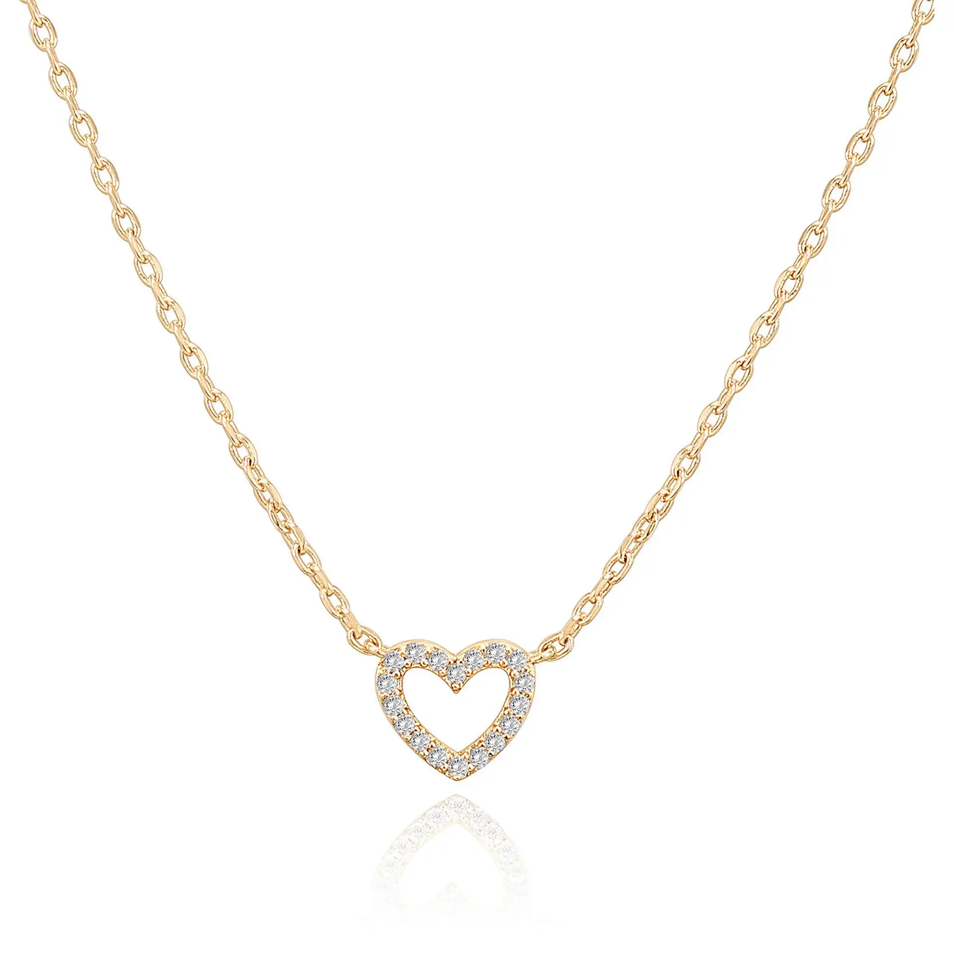ODM Stainless Steel 14K Gold Plated Brass Heart Choker Necklace Friendship Gifts Jewelry For Women