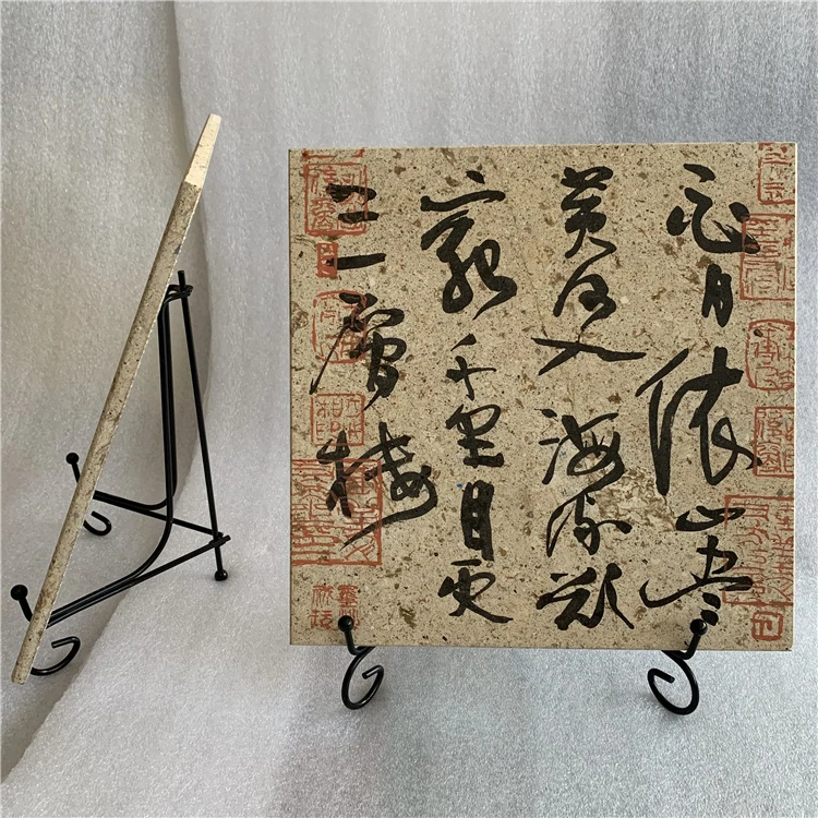 
Manufacturer Supplier 25*25*1Cm Pictures On Stone Surface Chinese Calligraphy For Home Decoration 