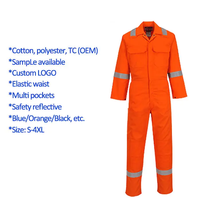 Anti-static Flame Resistant Men Mining Hi Vis Safety Uniforms Reflective Workwear Fire Proof Retardant FRC FR Overall Coveralls