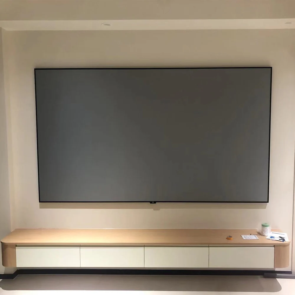 PerfecTisan ALR 90% projector screen133 inch fixed frame display screen thin bezel 4k wall mounted screens for long throw