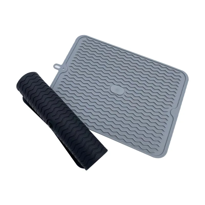 Multiple usage heat resistant silicone dish drying mat for kitchen counter