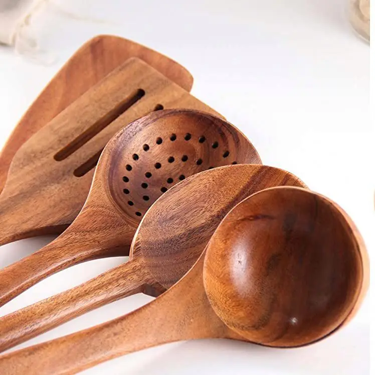Deep non-stick fish turner slotted spatula picnic tableware big kitchen tool soul sided wooden spoon with different measurement